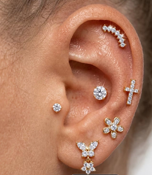 Lily Cross Rhinestone Pierced Set