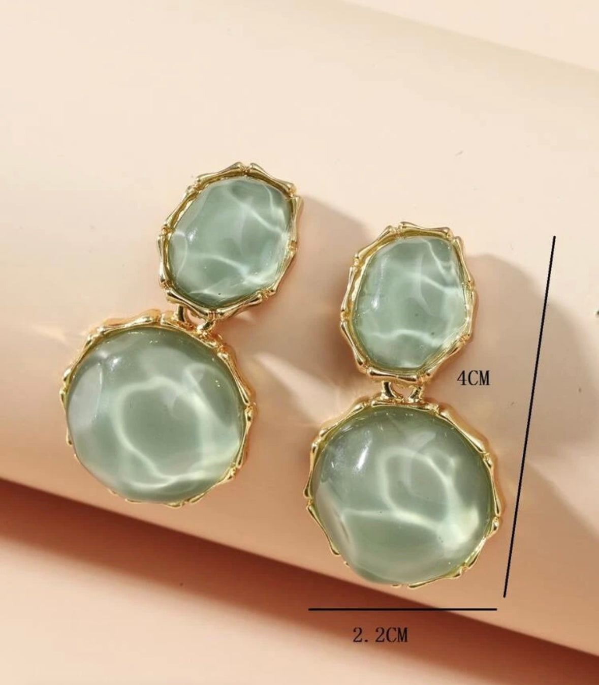 Green Double Stone Earrings