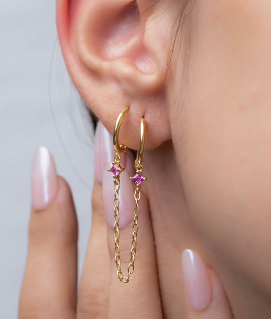 Fushia Hanged Single Earring