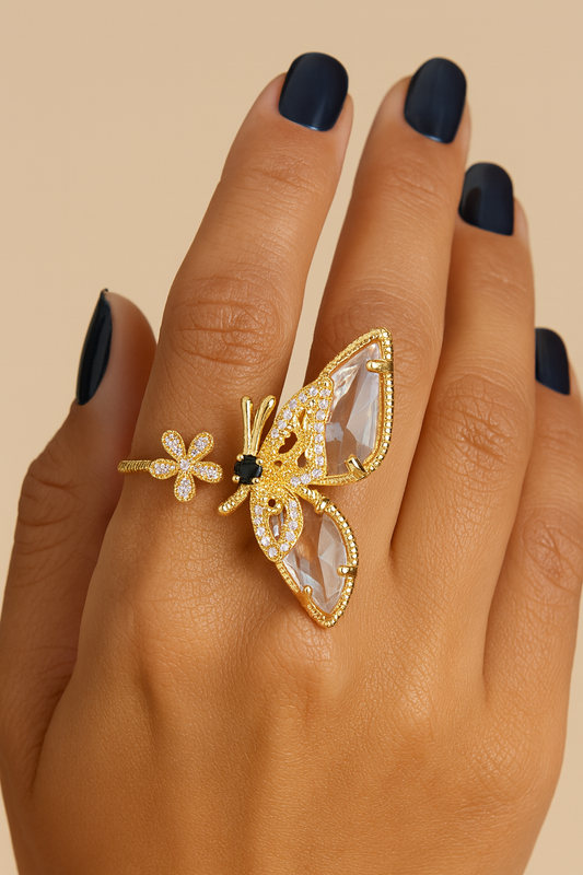 Zirconia Butterfly Cuff Ring