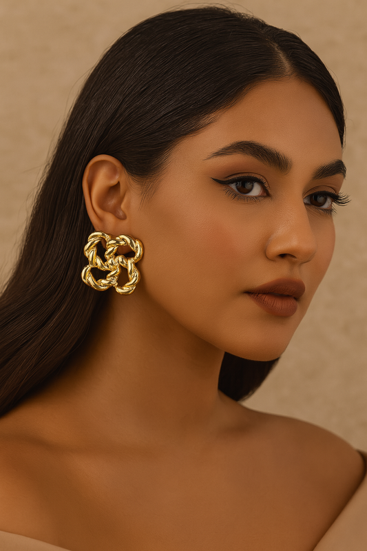 Gold Charm Squared Earrings