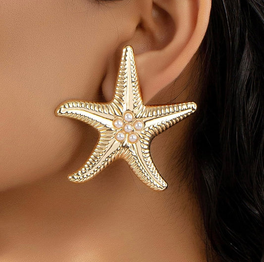 Oversized Pearly Starfish Earrings