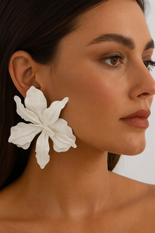 White Happy Earrings