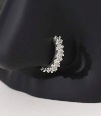 Rhinestone Silver Nose Button