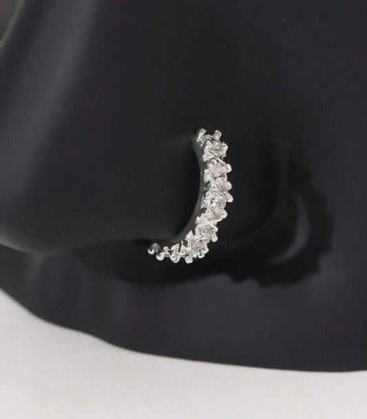 Rhinestone Silver Nose Button