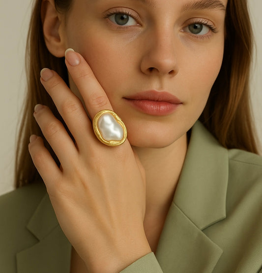 Huge White Pearl Ring