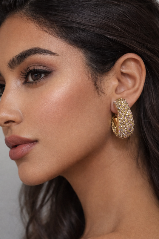 Gold Pavé Statement Hoop Earrings