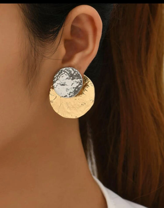 Silver/Gold Double Round Earrings