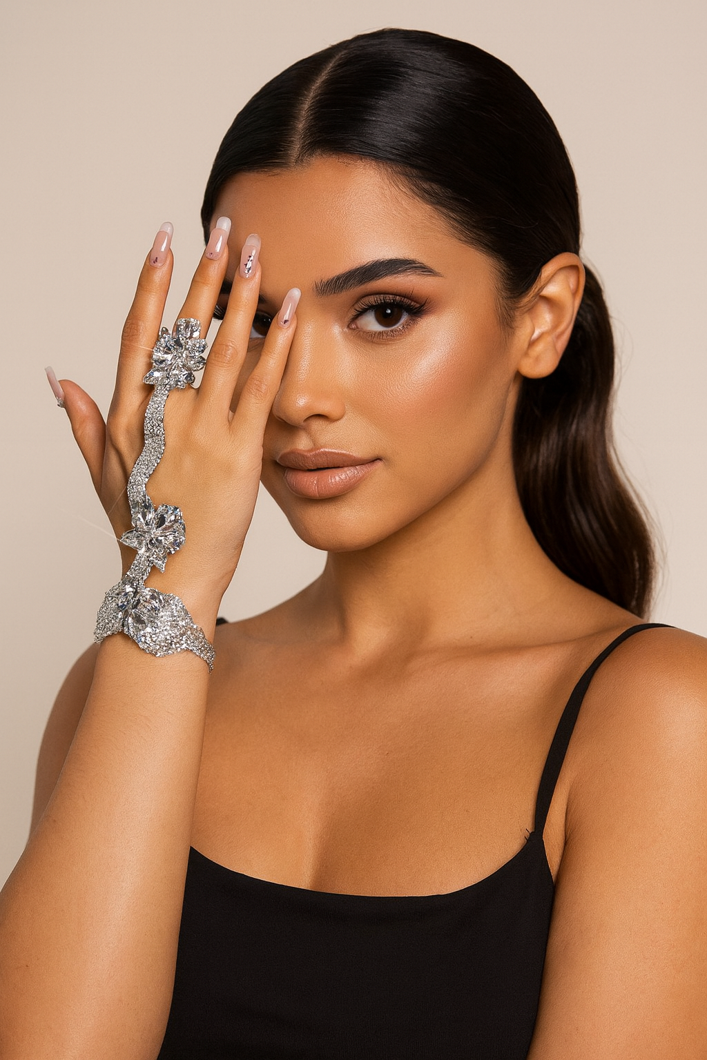 Crystal Butterfly Hand Bracelet