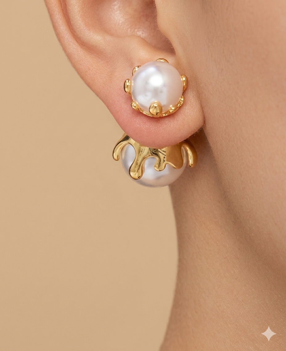 18K Gold Plated Lily Pearl Earrings