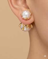 18K Gold Plated Lily Pearl Earrings