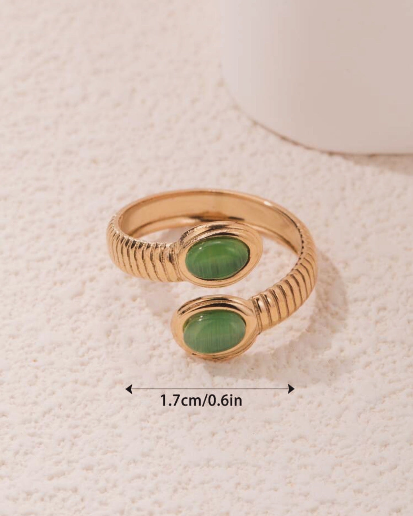 Snake Double Green Stone Ring