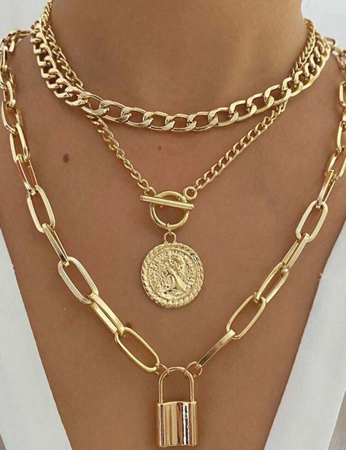 3 Pcs Vintage Coin Necklace Set