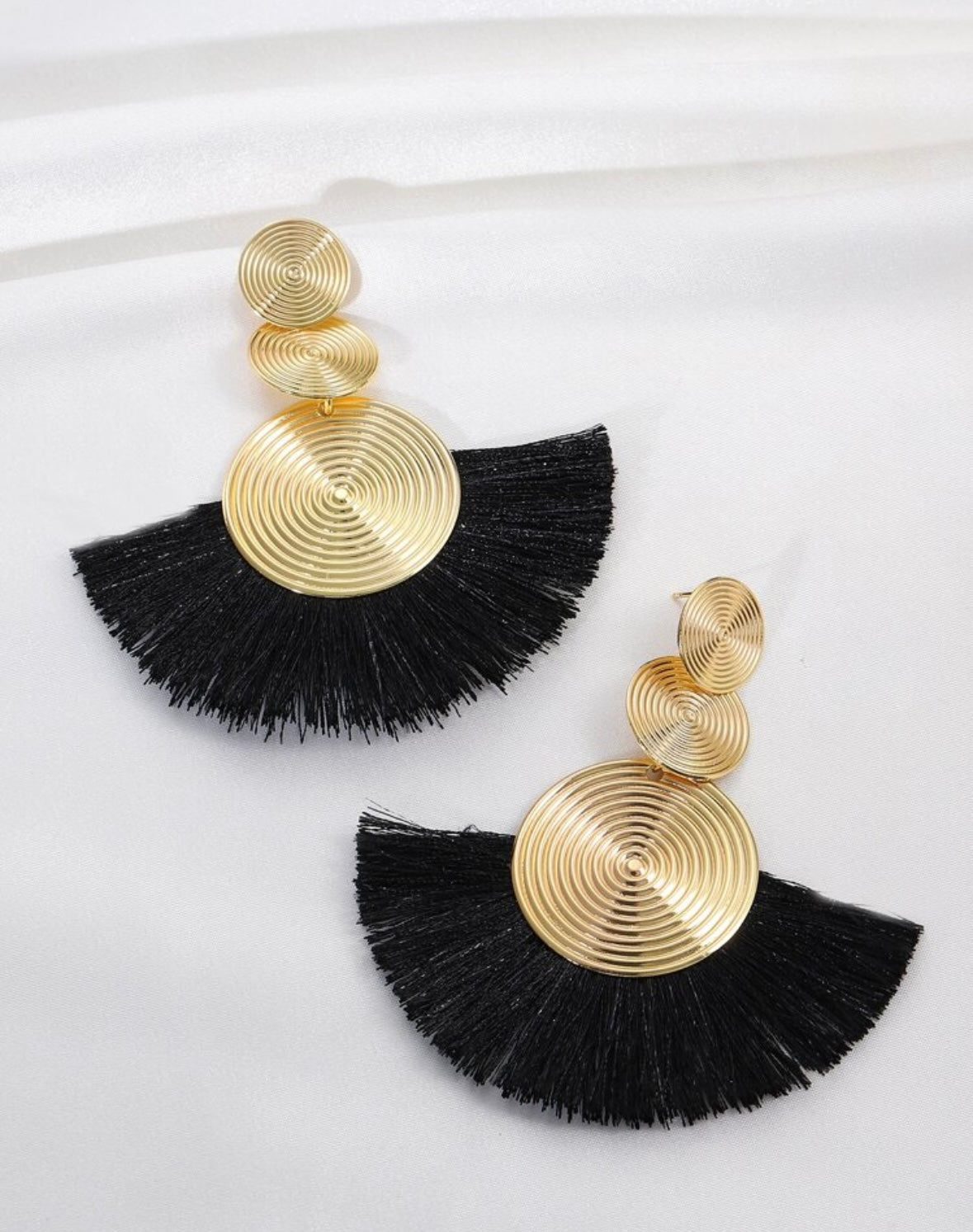 Long Black Tassel Earrings