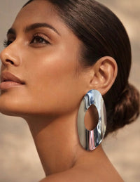O Statement Silver Earrings