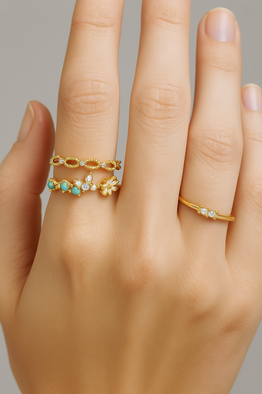 Colourful Ring Set - 3 Pcs
