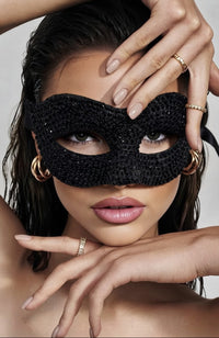 Noir Rhinestone Halloween Mask