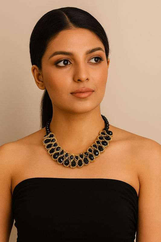 Black Crystal Decor Necklace