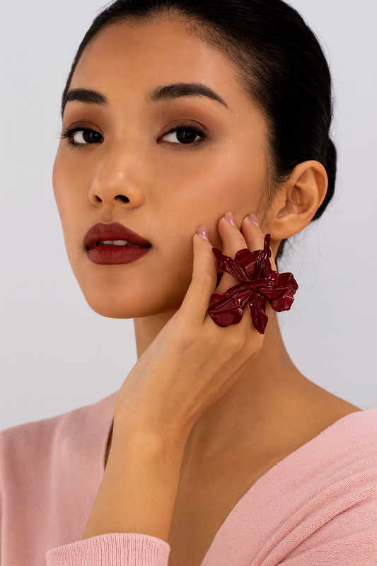 Burgundy Blossom Ring