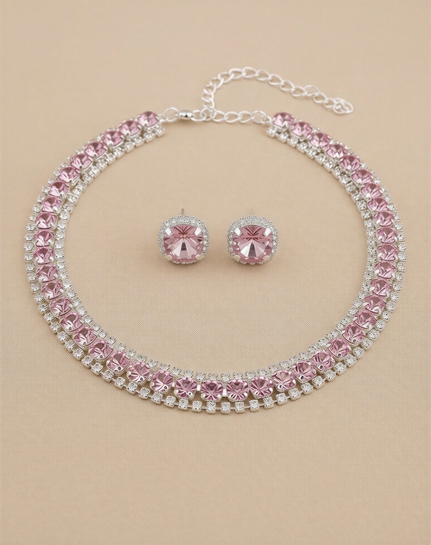 Blush Cascade Rhinestone Choker & Earring Set