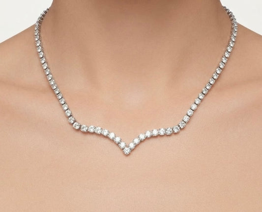 V Tennis Necklace