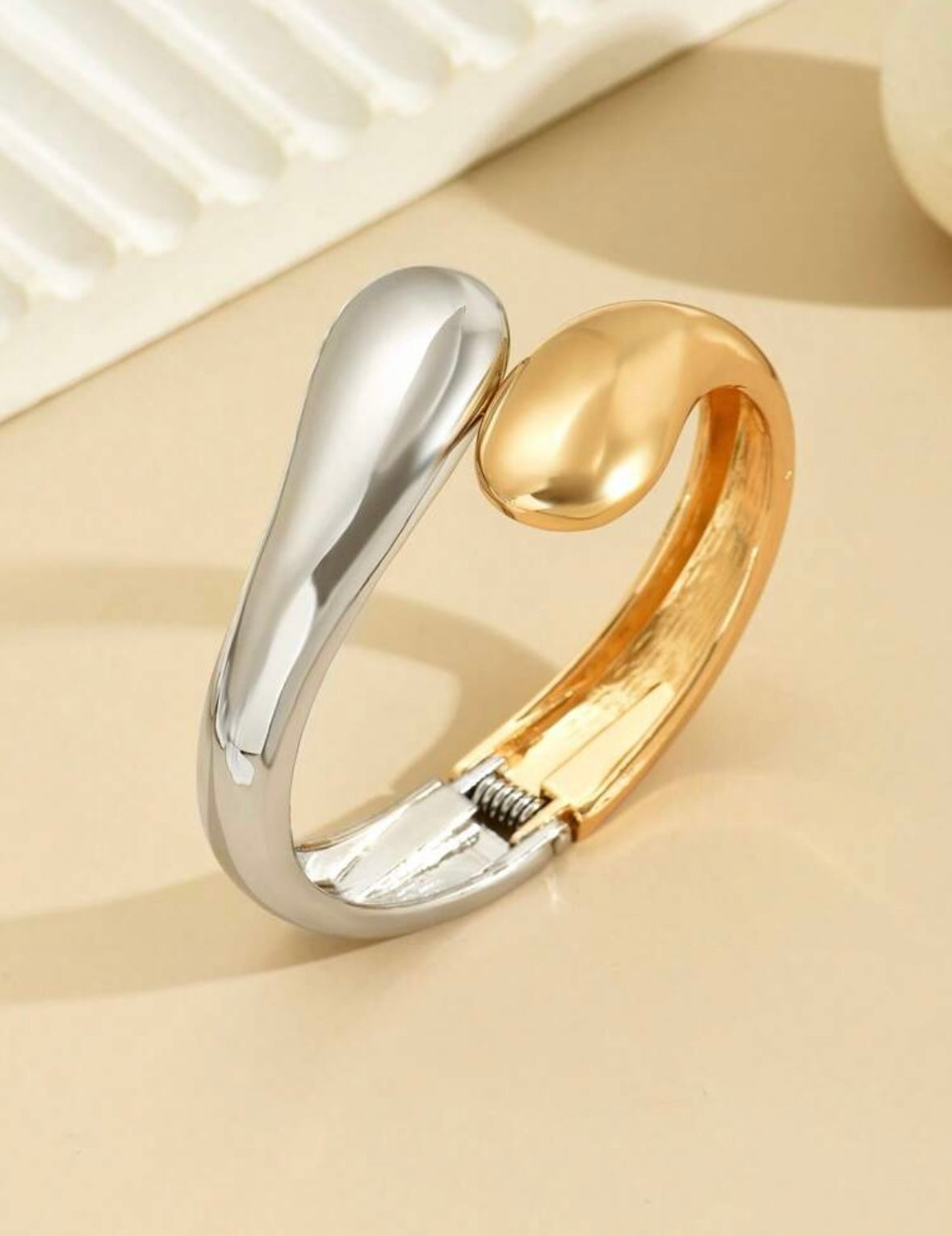 Half Gold/Silver Cuff Bangle