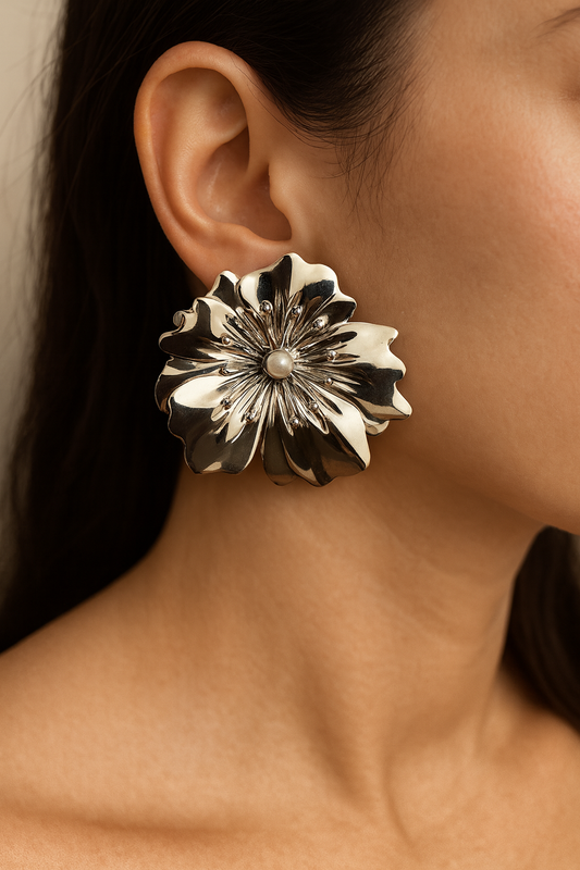 Pearl Flowery Earrings