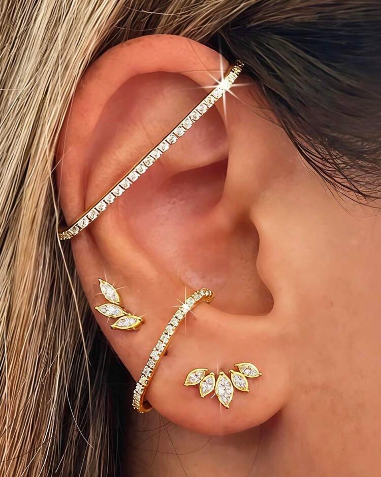18K Gold Plated Rhinestone Set