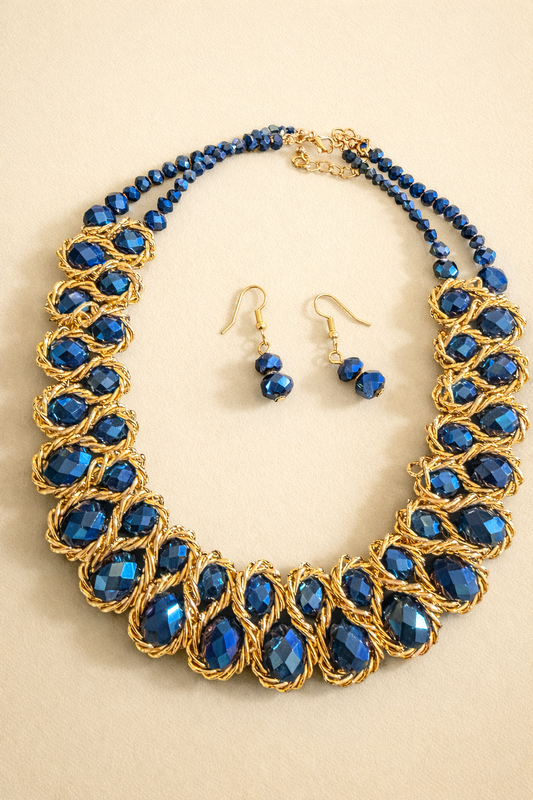 Bleu Earrings & Necklace Set