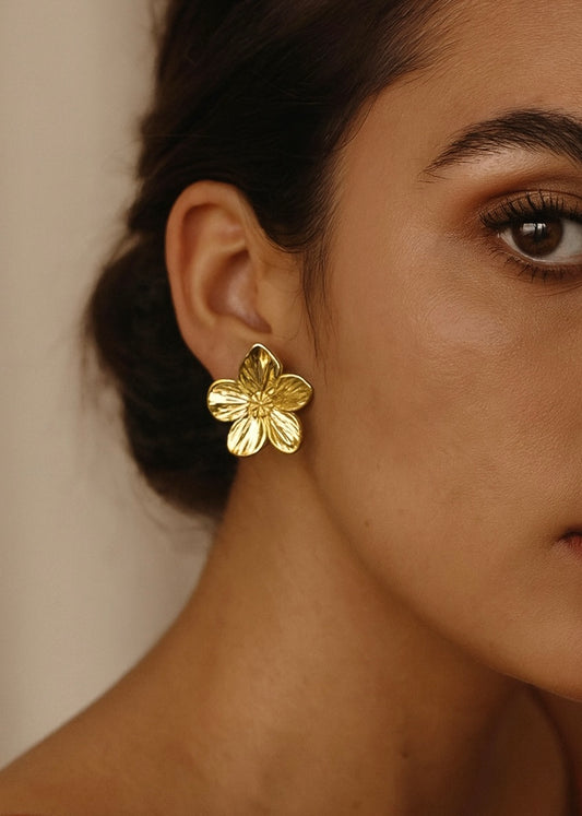 Flowery Golden Earrings