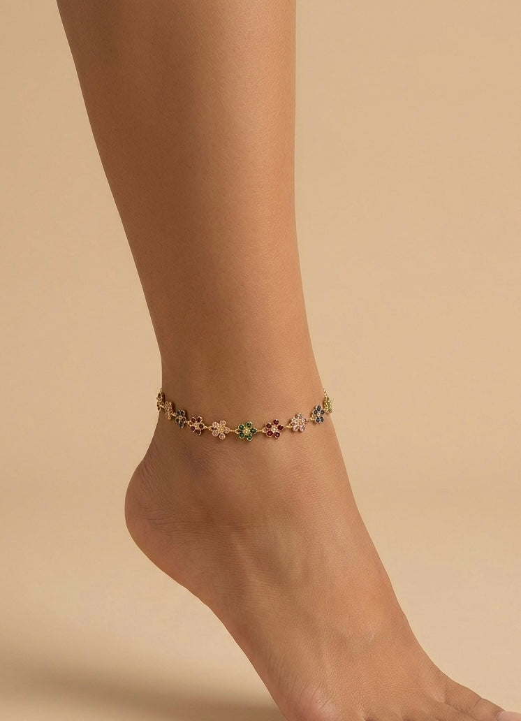 Fleur Arc-en-Ciel Summer Anklet