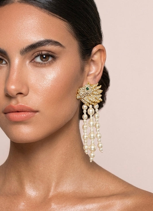 La Reine Des Perles Statement Earrings