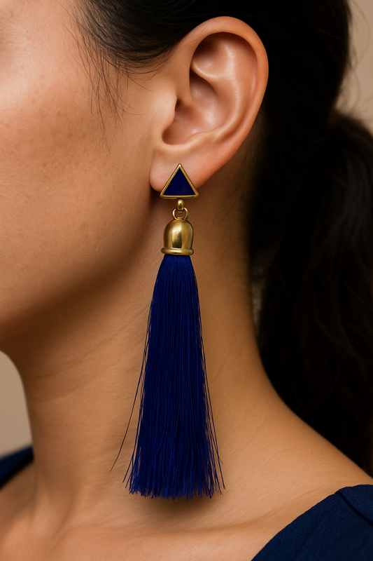 Navy Tassel Earrings