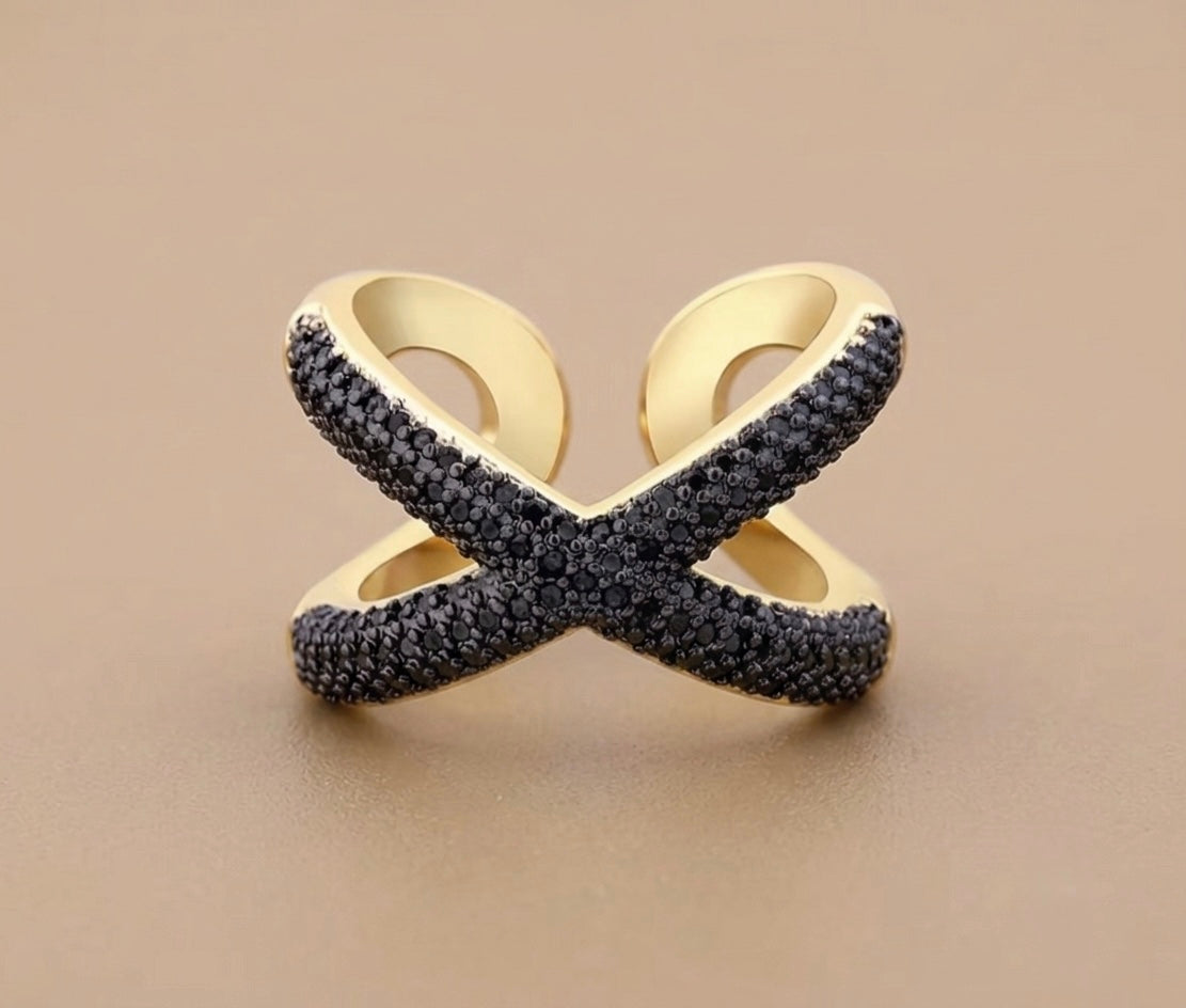 X Rhinestone Ring