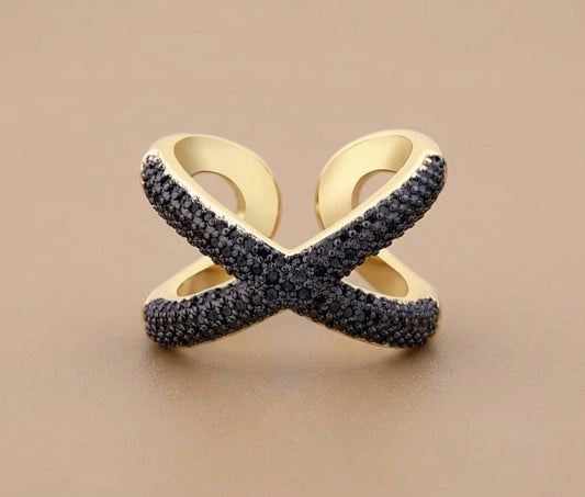 X Rhinestone Ring