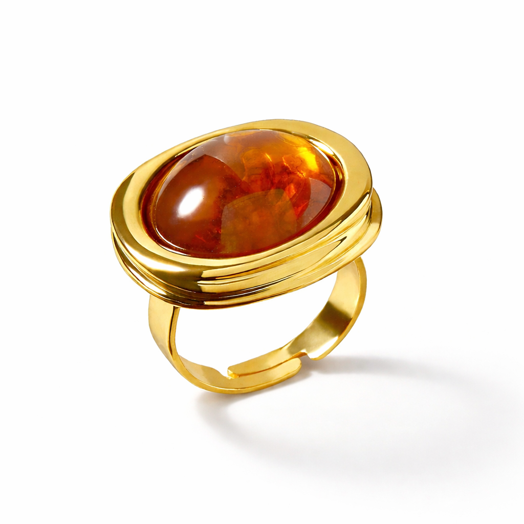 Amber Glow Oval Ring