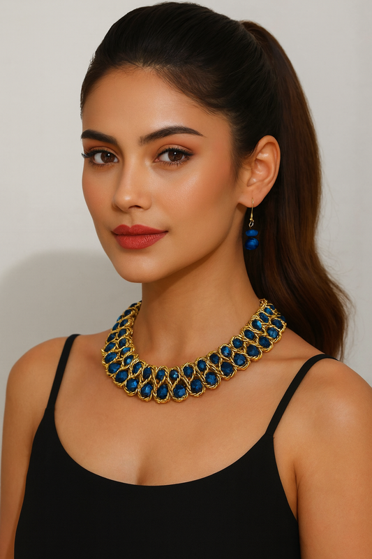 Bleu Earrings & Necklace Set