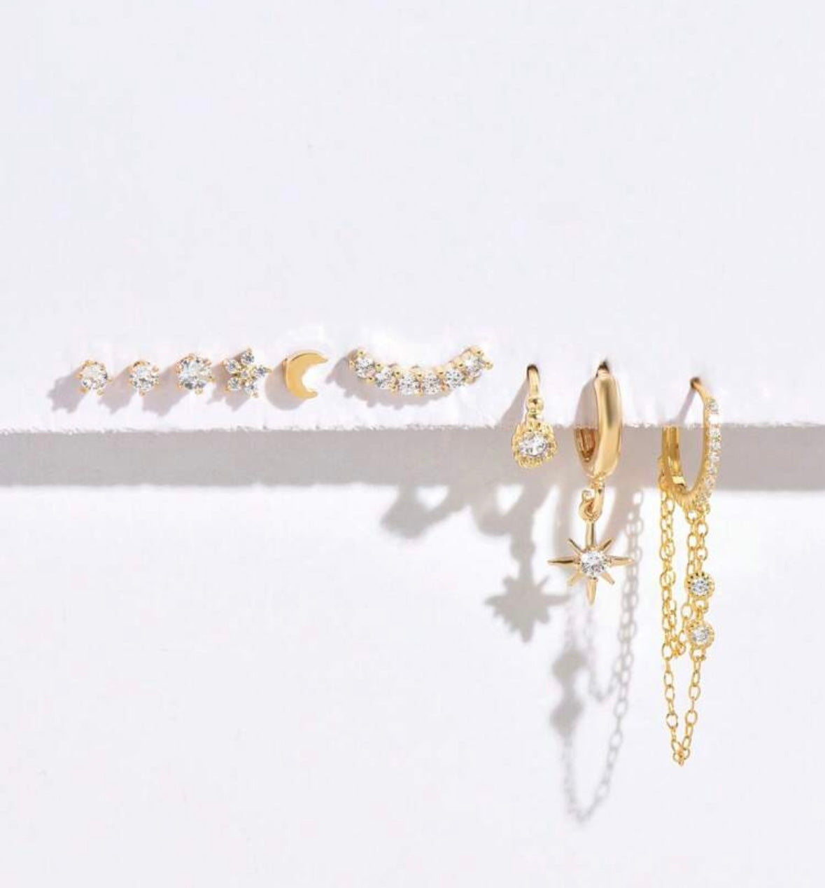 9 Pcs Shiny Zirconia Earrings Set