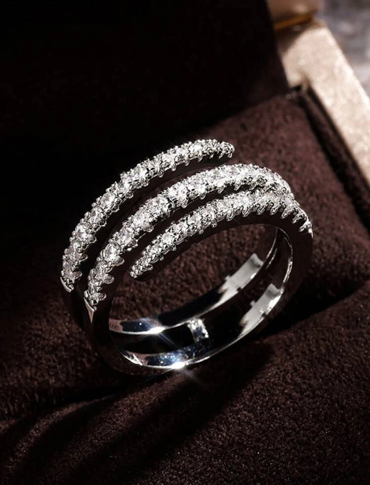 Three Layered Silver Stone Ring