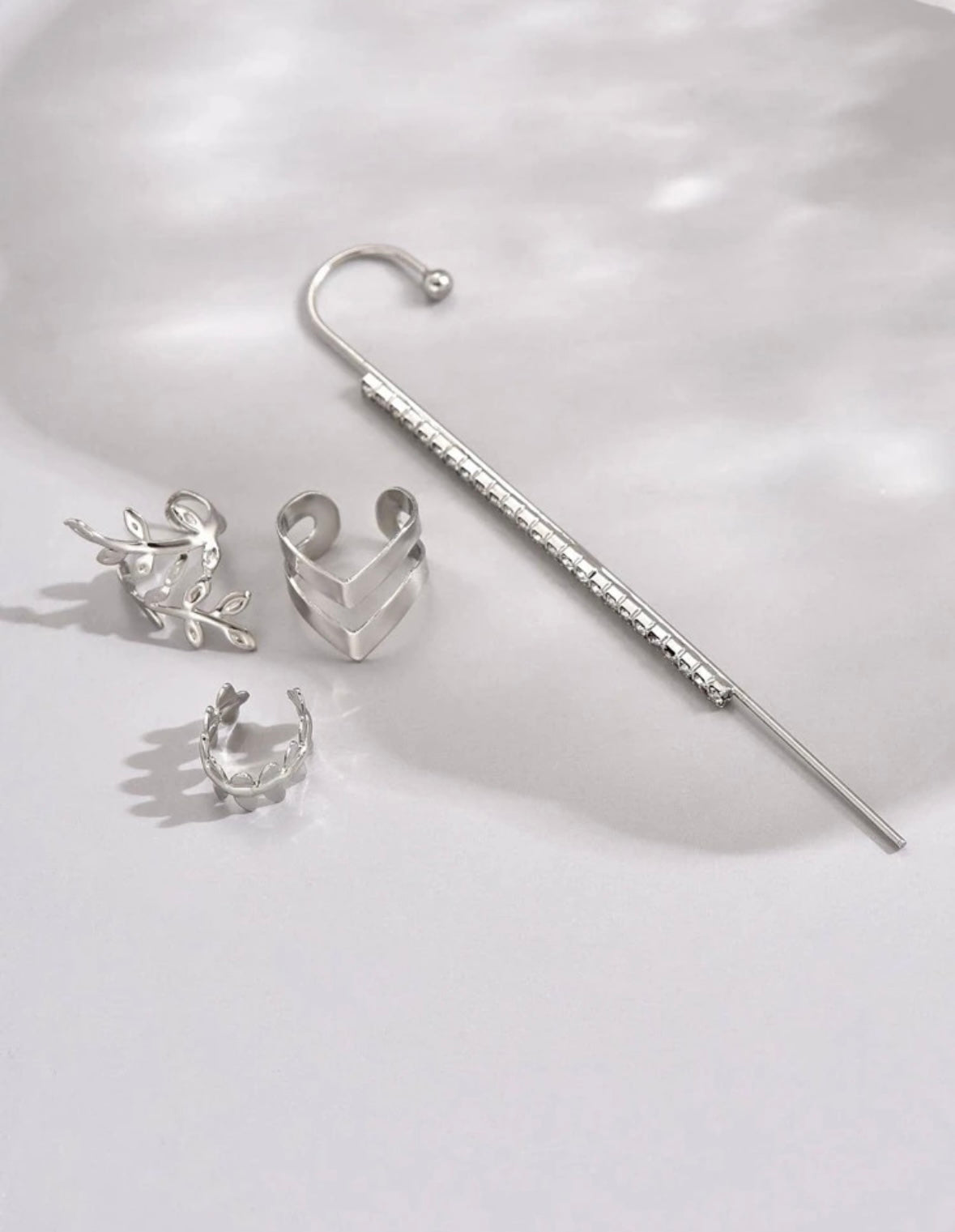 4 Pcs Long Bar Silver Set