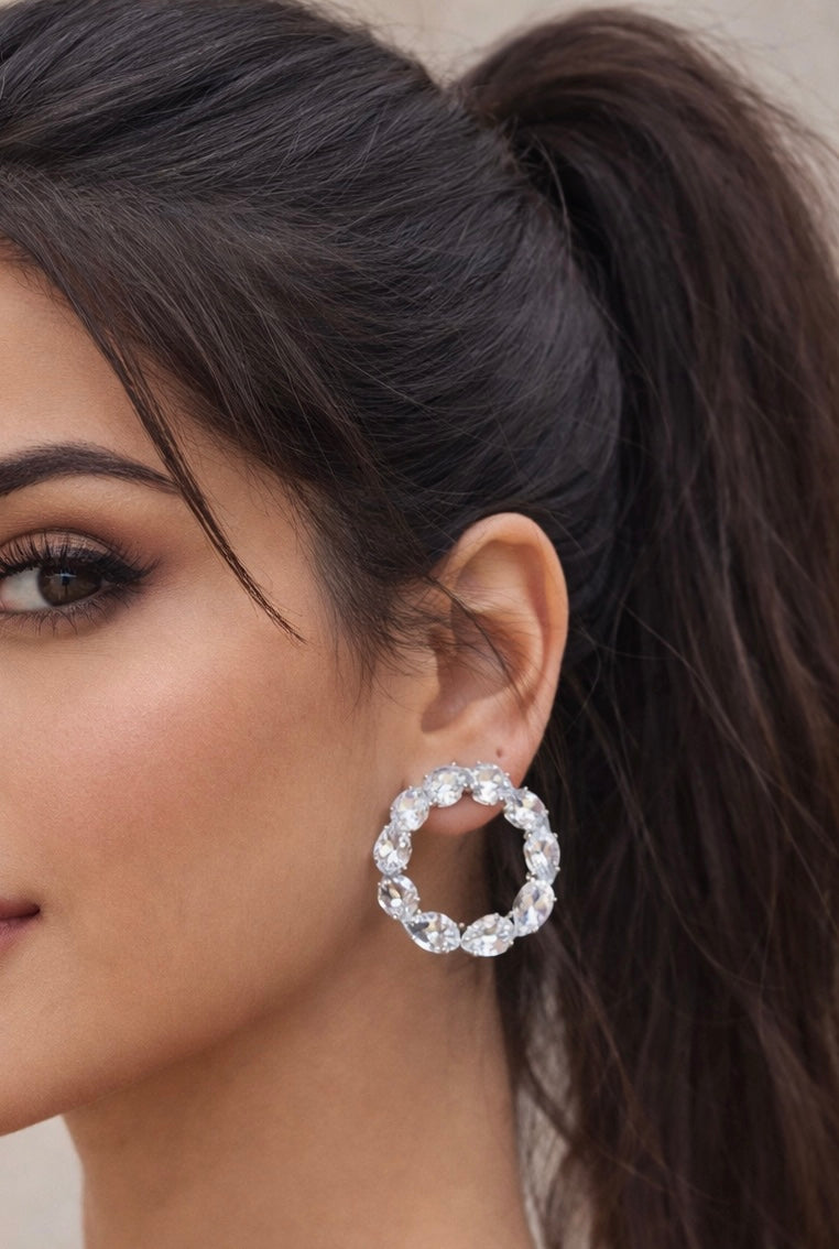 Crystal Halo Hoops Earrings