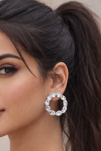 Crystal Halo Hoops Earrings