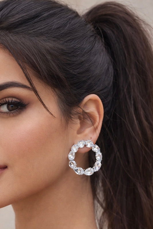 Crystal Halo Hoops Earrings
