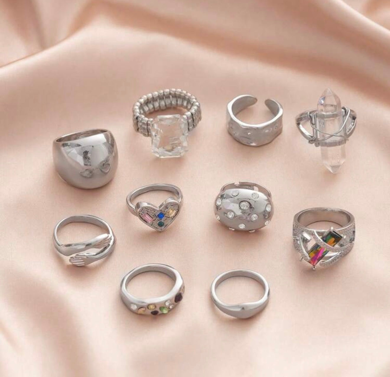 10 Pieces Resin Summer Ring Set