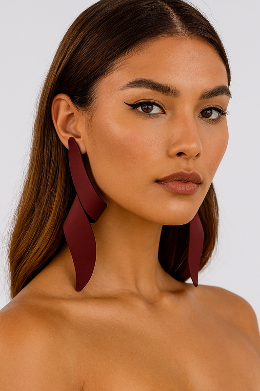 Matt Burgundy Earrings