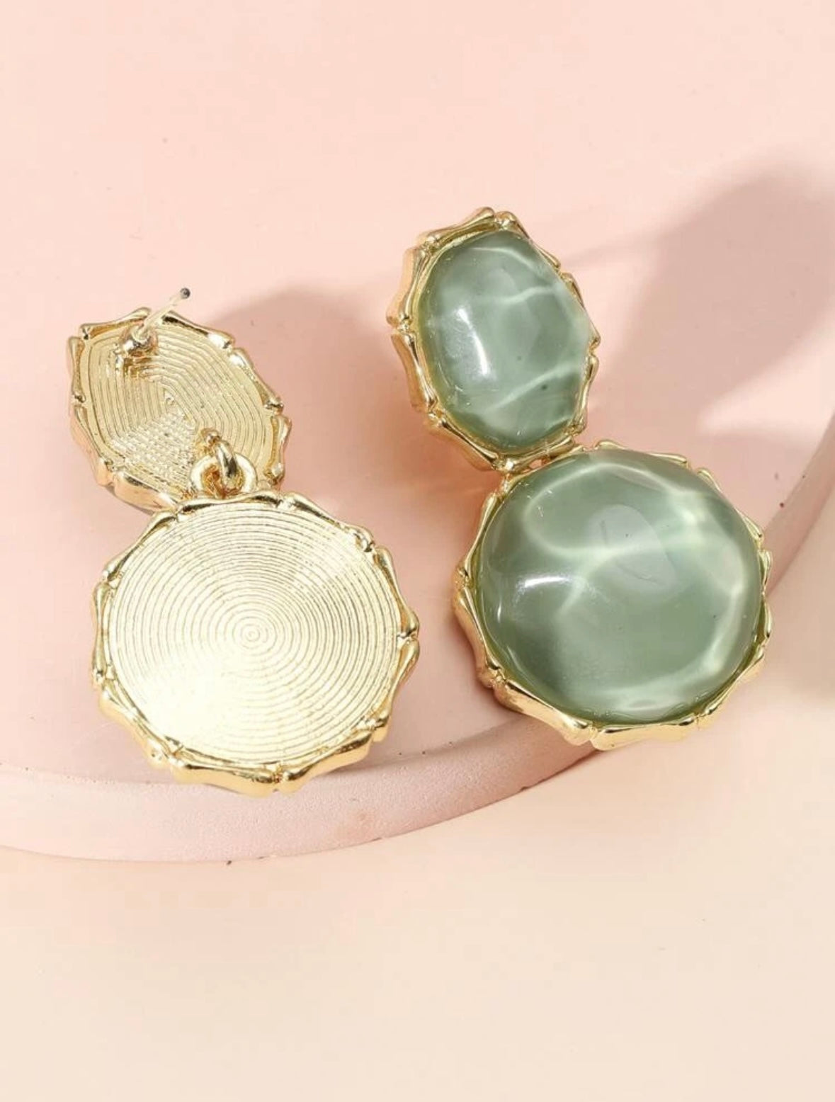 Green Double Stone Earrings