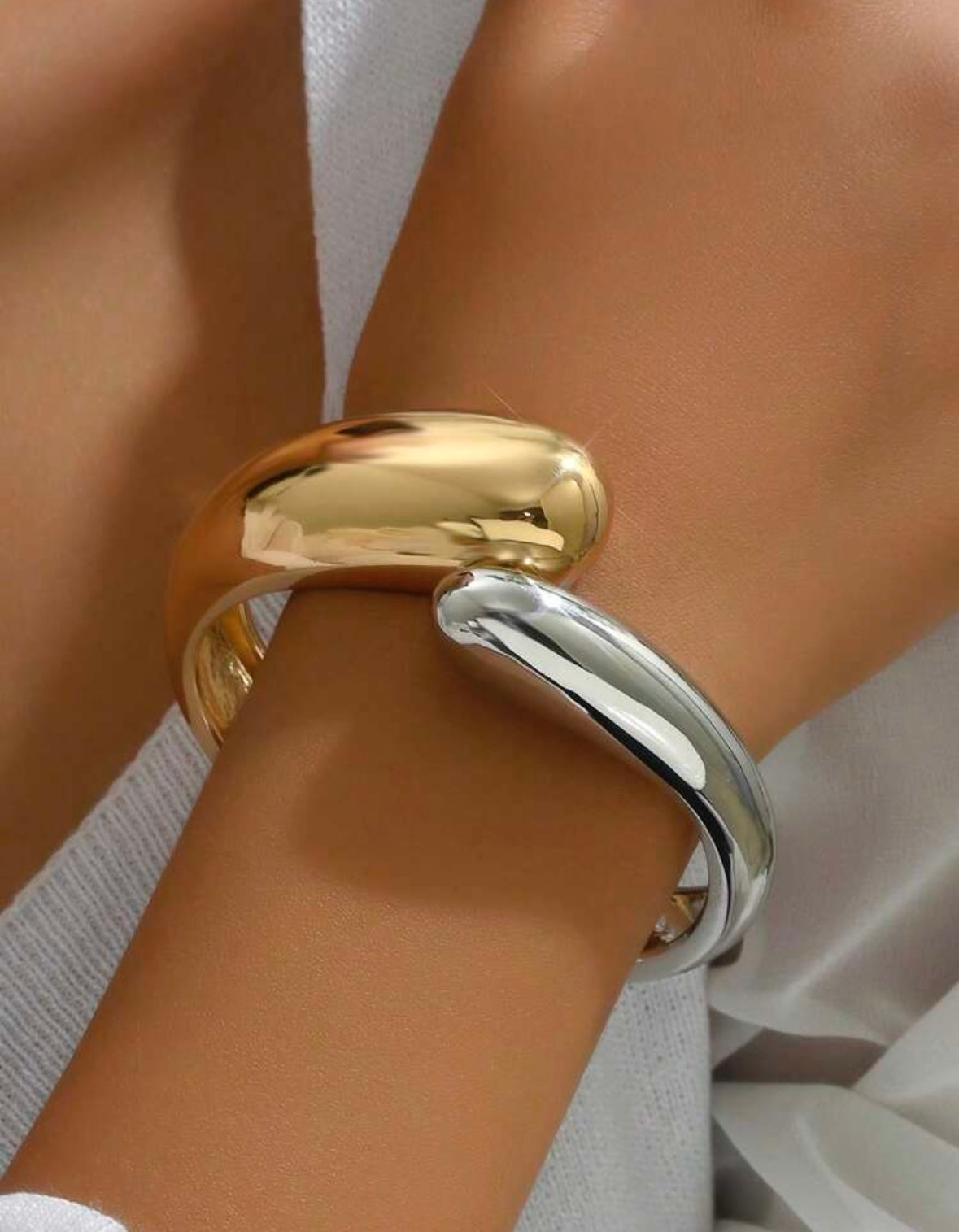 Half Gold/Silver Cuff Bangle