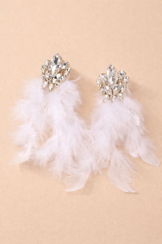 White Feather Earrings