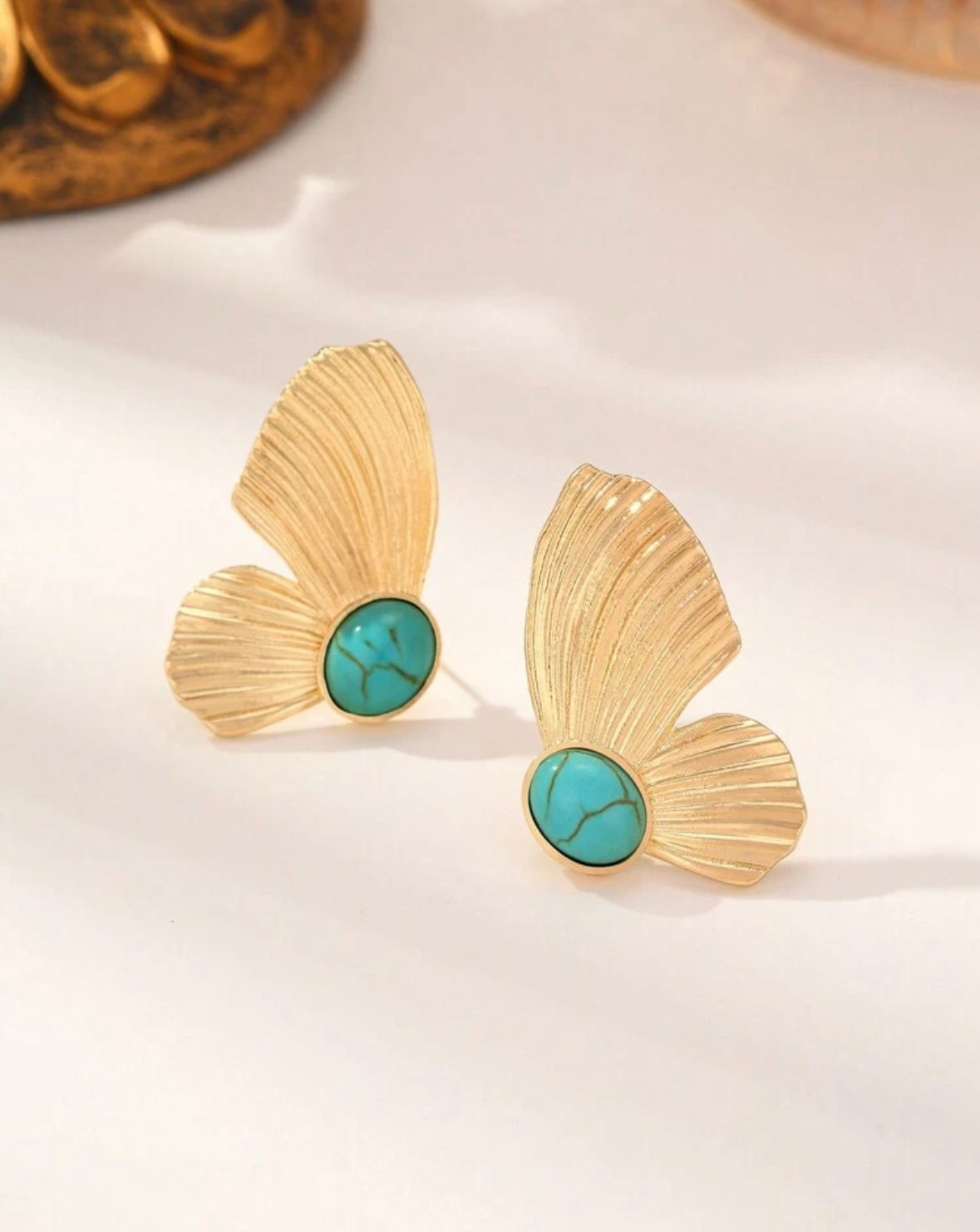 Half Butterfly Turquoise Earrings