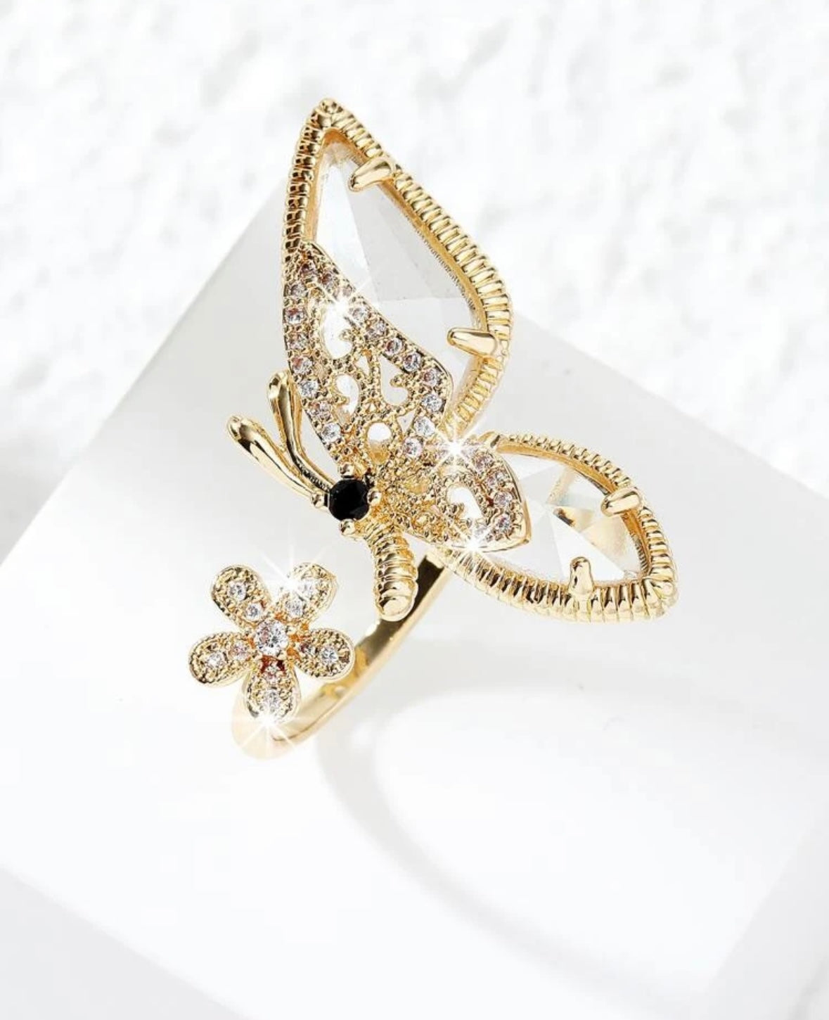 Zirconia Butterfly Cuff Ring